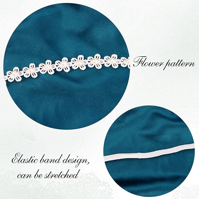 Adjustable Baptism Headband for Girl, White 15.75 inch Lace Baby Headband Baptism Hair Accessories for Girls, White Newborn Bow Flower Christening Hairband with Pearl for Toddlers Baptism