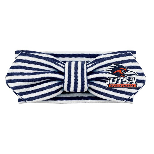 Creative Knitwear UTSA Roadrunners Texas San Antonio Infant Girls Navy/White Striped Hair Knot Headband Embroidered Logo - Size Newborn - 4T