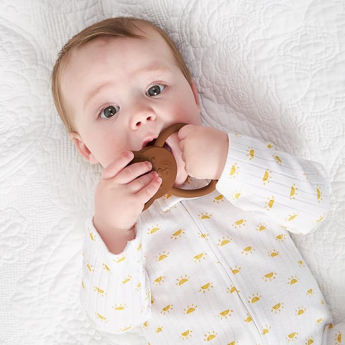 C.R. Gibson 100% Food Grade Silicone Bear Baby Teether for Infants, 2.75" x 4.25", Multicolor