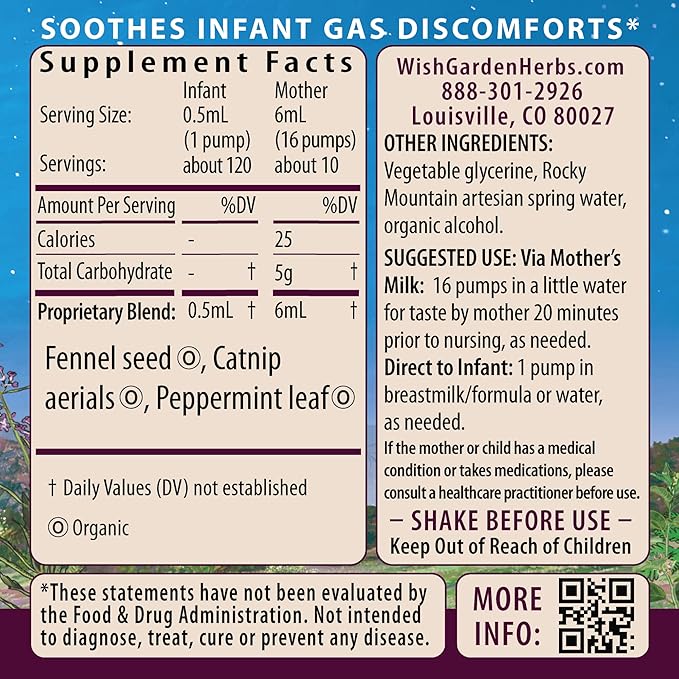 WishGarden Herbs Colic Ease for Infants - Natural Herbal Colic Relief for Newborns, Infant Gas Relief Drops Soothes Baby Gas Bubbles Quickly, More Effective Than Gripe Water for Infants, 2oz Drops