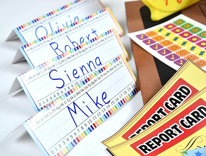 Dr. STEM Toys - Play Teacher Role-Play Set Includes Reusable White Board, Bell, Report Cards, for Home or Classroom, Over 30 Pieces Included, Gift for Kids, Complete Set