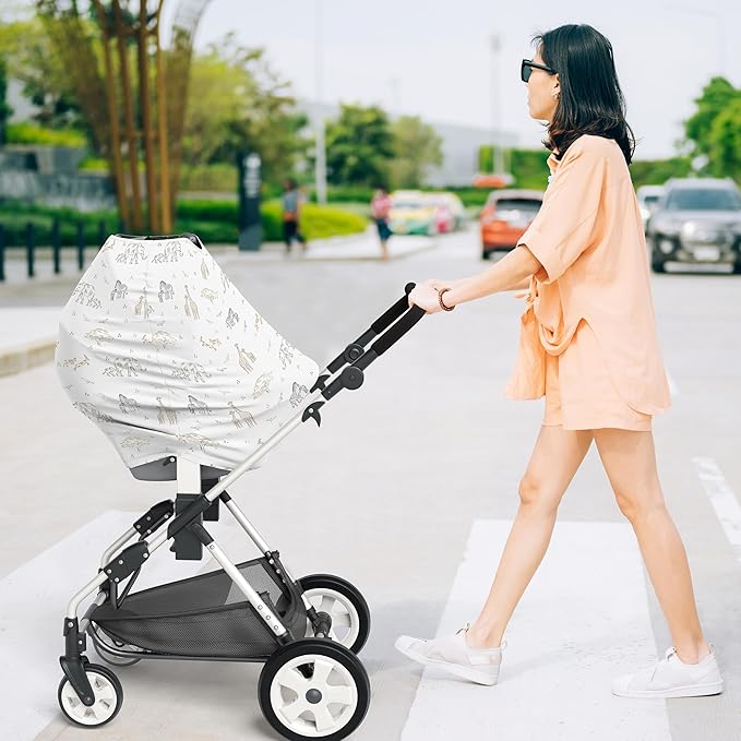 Sweet Jojo Designs Jungle Safari Animals Boy Girl Unisex/Gender Neutral Infant Baby Car Seat Cover Nursing Breastfeeding High Chair Shopping Cart Stroller Carrier Multipurpose Use Elephant Serengeti