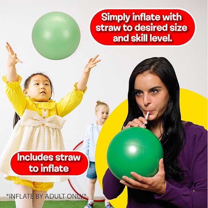 Small World Toys Glow in The Dark Gertie Handball, 9" Inflatable Sensory Balls, Soft Huggable Squishy Bouncy Ball for Kids Ages 3+, Toddler Ball for Sensory Development