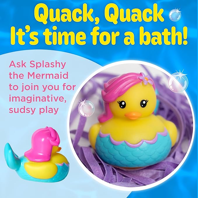 Creativity for Kids Soap Noodles Mermaid Bath Set | Mix, Swirl & Play with Purple Soap Noodles & Splashy The Mermaid Duck | Sensory Bath Toys & Fine Motor Skill Crafts (Ages 3+)