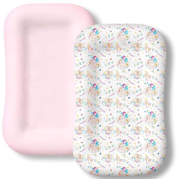 Baby Lounger Cover 2 Pack - Silky Soft Bamboo Viscose Infant Lounger Cover, Breathable & Moisture-Wicking Newborn Lounger Slipcover for Baby Boys Girls, Fits Azopesy& Most Loungers, Pink