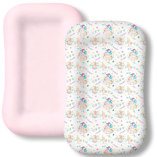 Baby Lounger Cover 2 Pack - Silky Soft Bamboo Viscose Infant Lounger Cover, Breathable & Moisture-Wicking Newborn Lounger Slipcover for Baby Boys Girls, Fits Azopesy& Most Loungers, Pink