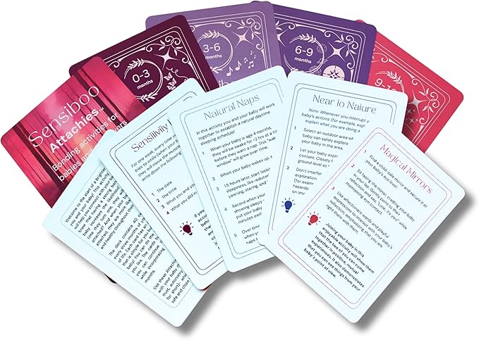 Attachies™ Activity Cards for Babies 0-12 Months - Social Emotional Development, Bonding & Sensory Stimulation, Safe & Durable, Portable for Interactive Play