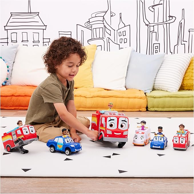 Disney Junior Firebuds, Jayden and Piston Toy Car with Pull-Back Feature and Doughnut Drift Action, Kids’ Toys for Boys and Girls Aged 3 and Up