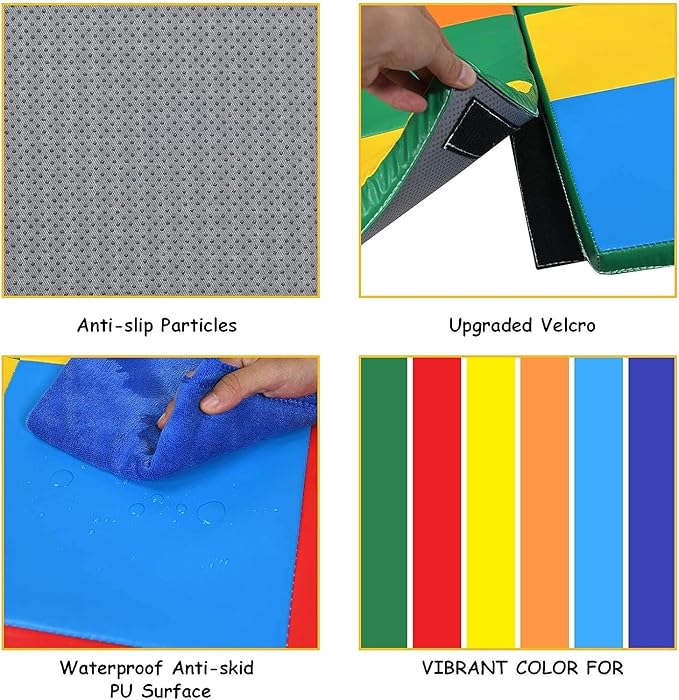 Fireflowery Baby Play Mats for Floor, Waterproof & Tummy Time Mat, 58 x58 Extra Large Play Mat for Playpen, Non Slip Thick Foam Foldable Crawling Mat, Baby Activity Mat for Infants, Toddlers