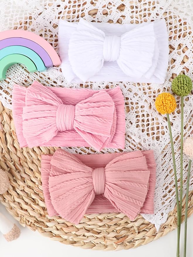 AQOKKA Baby Bows Headbands Nylon Baby Girl Headbands Soft Handmade Hairbands Toddler Hair Accessories for Girls Baby Newborn Infant Kids