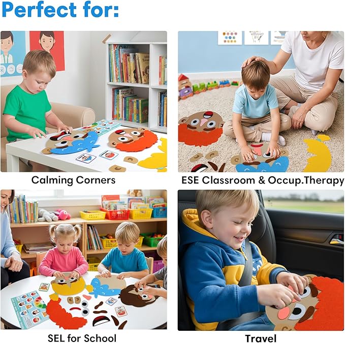 Montessori Toys for 3 Years Old Girls Boys Gifts, Busy Board Sensory Toys for Kids with 2 Faces Social Emotional Learning Feeling Educational Toys
