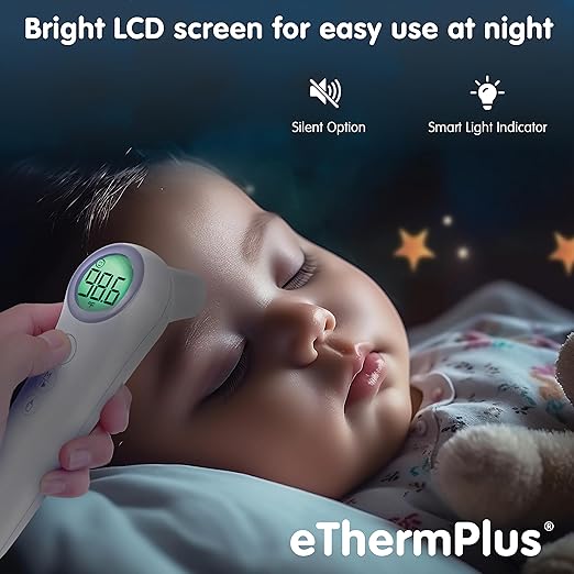 Elepho eTherm Plus Non-Contact Infrared Forehead Thermometer for All The Family; Babies to Adults – Accurate & Fast Readings in 1 Second. Large LCD Display…