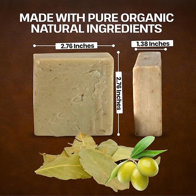 Dr.Ancient Aleppo Laurel Soap Bar, Organic Soap Bars Handcrafted the Traditional Way, Natural Chemical-Free, Vegan, Used for Face Wash, Body Wash, Hand Cleansing and Daily Skin Care, Gentle Cleanser