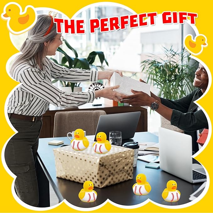 Deekin Rubber Ducks 2 Inch Bulk Sport Party Favors for Team Events Decorations Birthday Party Supplies Club Player Gift(24 Pcs,Baseball White)
