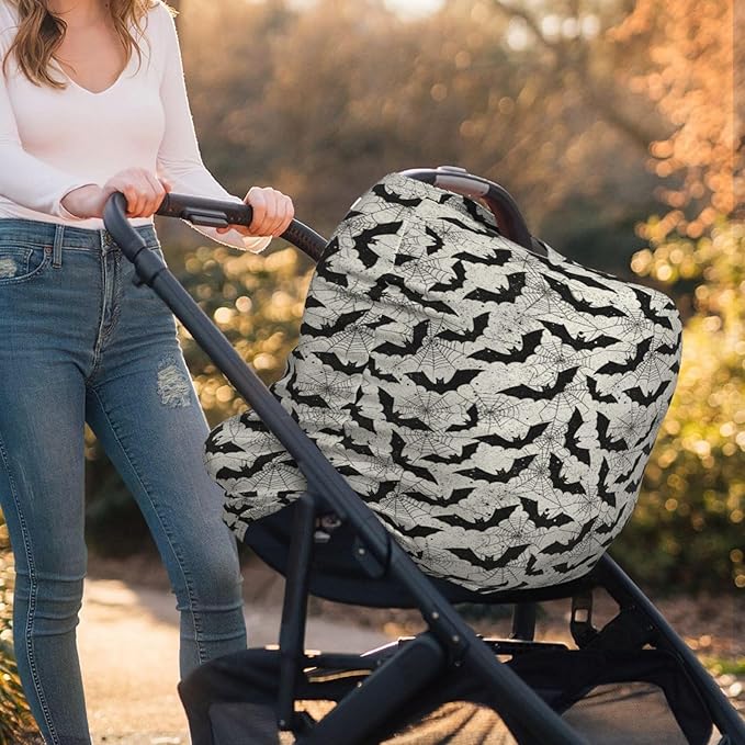 Black Bat Baby Car Seat Covers Carseat Canopy Soft Infant Stroller Cover Nursing Breastfeeding Covers for Girls Boys Newborn