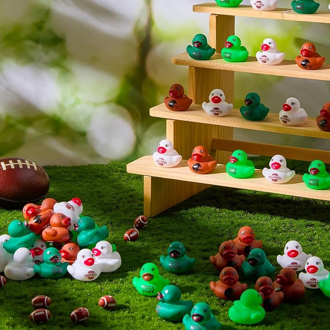 Gejoy 100 Pcs Football Rubber Ducks Assorted Sports Rubber Duckies Bulk Mini Tiny Pool Toy Ducks for Football Team Favors Gifts