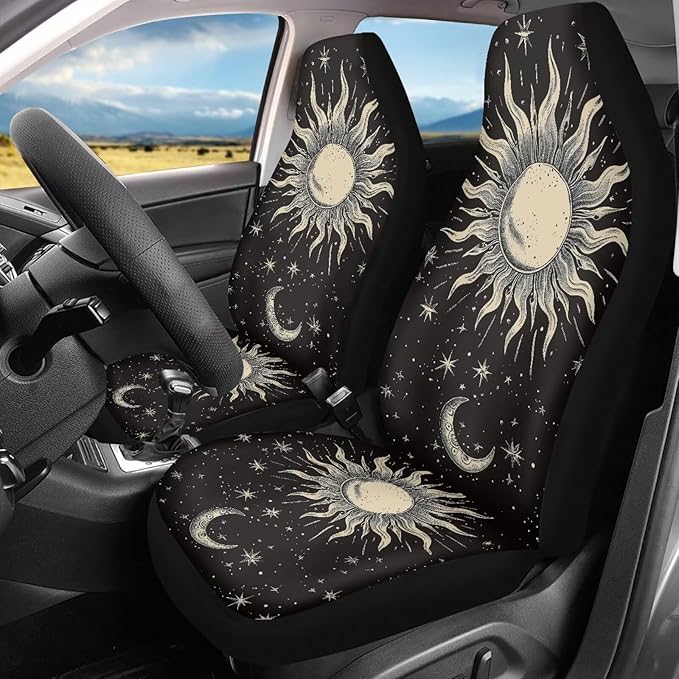Gothic Sun Car Seat Covers Anti Slip Car Seat Covers Front Seats Only Easy to Install and Clean Removable Automotive Accessories Universal Fit for Most Vehicle