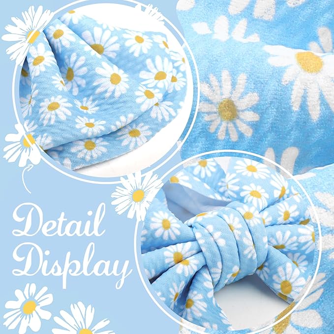 Daisy Baby Bow for Girls Blue Headbands for Baby Girl Hair Bow Accessories Summer Outfits for Infants Toddlers Hair Accessory