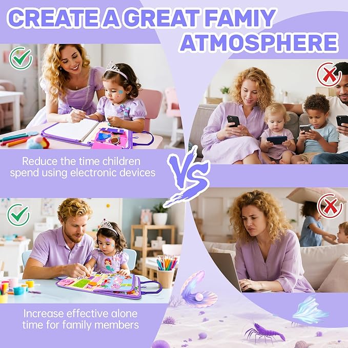 Aurasys Toddler Busy Board Montessori Toys for Girls Birthday Gift, Sensory Busy Book Educational Learning Activity Board for Toddler Girls, Travel Activities Toys for Airplane Car