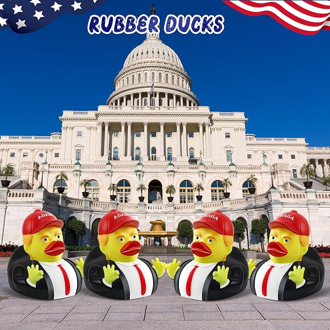 Large President Rubber Duck, 3.5 inch Patriotic Duck for Jeep Ducking, Jeep Duck Bath Toy for Election, Memorial Day 2025 Gifts for Kids Adults Car Dashboard Decorations