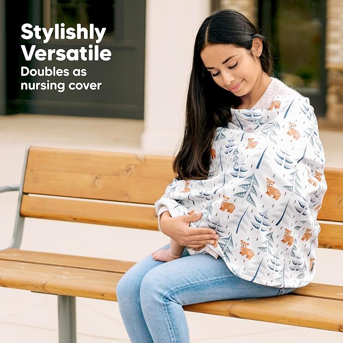 KeaBabies Winter Car Seat Cover Baby, Newborn - Universal Fit Infant Carseat Covers Baby Girl, Boy, Breathable, Lightweight Blanket, Easy to Use Stroller Canopy, Rain, Wind, Sun Shade (Wildwood)