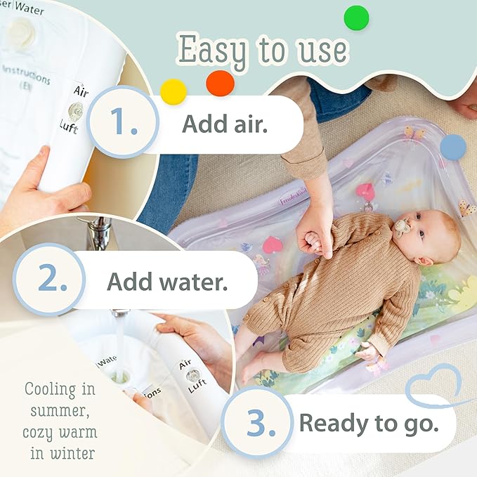 Premium Water Play Mat XXL – Award-Winning Inflatable Tummy Time Water Mat – Sensory & Motor Development Designed by Professional Educators – Certified 100% Baby-Safe Materials - Pink