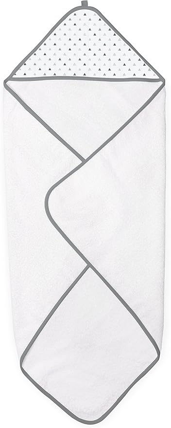 SwaddleDesigns Cotton Terry Baby Hooded Towel, Tiny Triangle Shimmer, Sterling