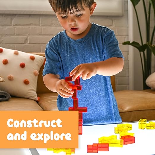 Spark & Wow Light Table Blocks; 12 Shapes and Two Colors; Toddler Sensory Building Blocks; Translucent Light Table Manipulatives; Sensory Toys for Toddlers