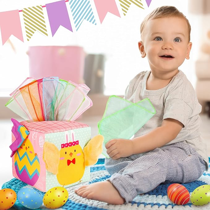 Easter Baby Toys Montessori Toys Baby Tissue Box Toy for Babies 3 6 9 Months, Easter Gifts, Easter Basket Stuffers for Babies