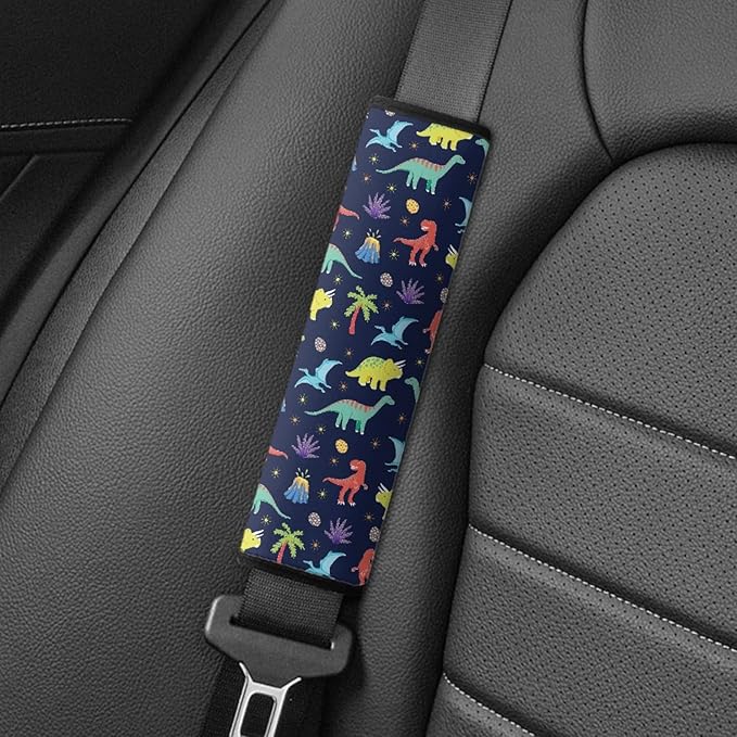 AFPANQZ Funny Cartoon Dinosaur Car Seat Belt Pads Covers for Baby Kids Toddler Comfortable Seat Belt Shoulder Pads Soft Comfy Seat Cushion Shoulder Straps Cushion for Backpack Bag