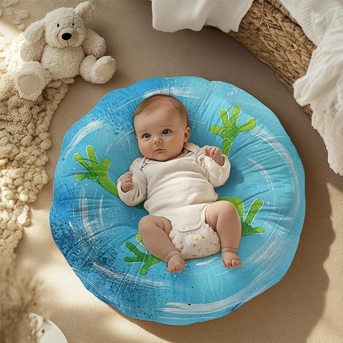 Water and Frog Newborn Lounger Pillow Cover Removable Soft Slipcover for Newborn Baby Padded Lounger Infant Floor Seat Cover for Boys Girls Breathable and Washable