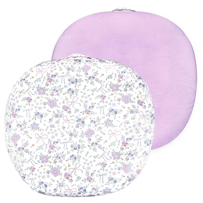 SWESEN Newborn Lounger Cover, 1 Pack Soft Removable Slipcovers for Infant Lounger, Cozy Baby Lounger Cover for Boys and Girls, Covers Only, Purple Floral
