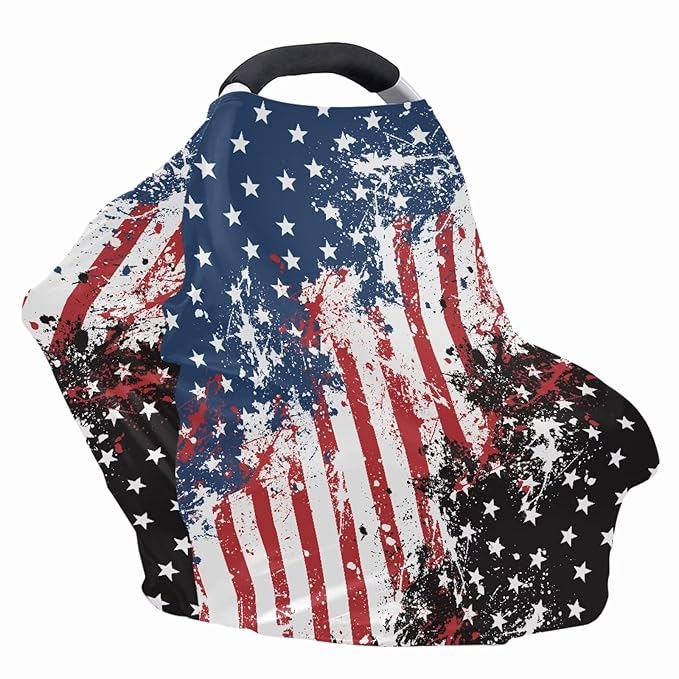 USA Flag Baby Car Seat Cover for Boys and Girls Multi-Purpose Car Seat Covers Breastfeeding Shawl Stroller Canopy Covers Dust Cover Easy Cleaning