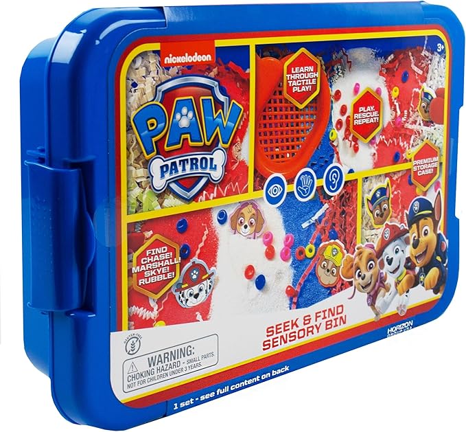 Official Paw Patrol Seek & Find Sensory Bin, Ready-to-Use Sensory Toys, Sensory Bin for Kids with Lid, Play Sand, Scoops & Tongs, Sensory Toys for Toddlers 3-4