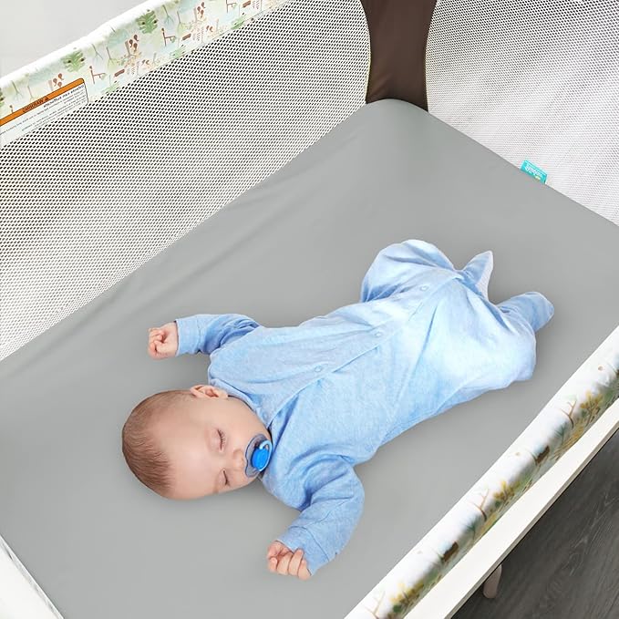 4 Pack Pack and Play Fitted Sheets Compatible with Graco Pack n Play Playard, UPPAbaby Remi and Other 27x39 Playpen Mattress, Ultra Soft and Skin-Friendly, Pink Cloud