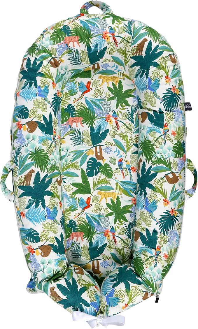Newborn Lounger Cover for DockATot Deluxe | 100% Cotton Baby Lounger Extra Cover | Hypoallergenic Infant Baby Nest Replacement for Dock A Tot Docks Deluxe+ Lush Jungle Daytime