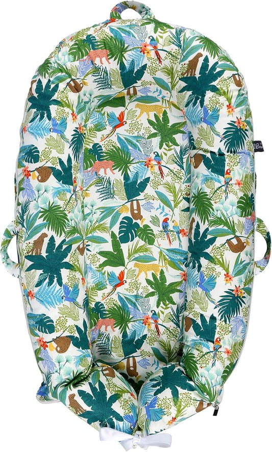 Newborn Lounger Cover for DockATot Deluxe | 100% Cotton Baby Lounger Extra Cover | Hypoallergenic Infant Baby Nest Replacement for Dock A Tot Docks Deluxe+ Lush Jungle Daytime