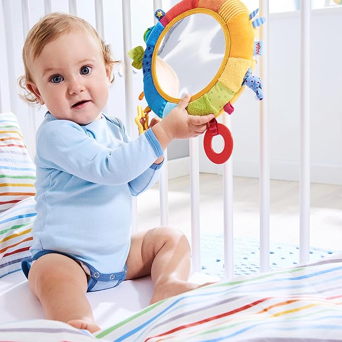 HABA Rainbow Baby Mirror for Tummy Time - Developmental Infant Toy for 6-24 Months - Sensory Toy for Baby Gifts 6 Months and Up