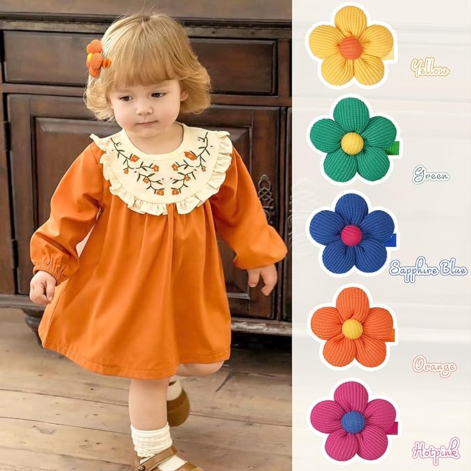 CÉLLOT Flower Hair Clips,10 Pcs Non-Slip Flower Bows Alligator Clips Hair Accessories for Girls Toddlers Teens and Women
