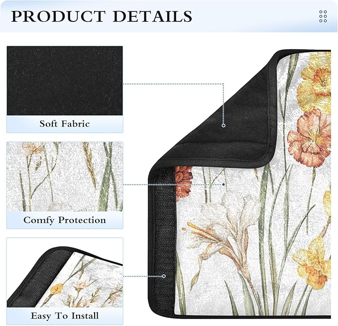 Car Seat Belt Pads Covers 2 Piecing Breathable Camera Bag Strap Cover for Adults Child Kids M Fall Flowers Daffodil Carnation Freesia White