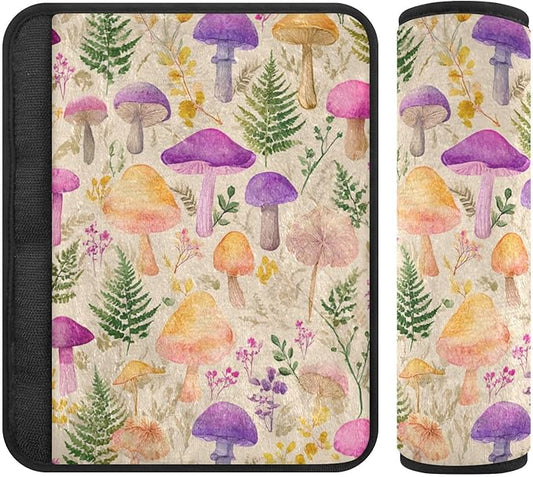 2 Pack Seatbelt Covers Seat Belt Cover Pad for Adults Boys Girls Car Seat Strap Covers Pads Cushion Universal Shoulder Strap Pad Protector for Backpack Camera Bag 10x7.7Inch Mushroom Colorful Pattern