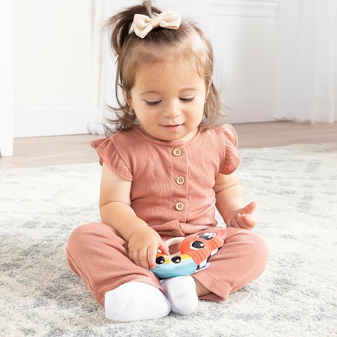 Lamaze Besties Baby Rattle – Soft Rainbow Heart Baby Rattle with Silicone Ring Grip for Tummy Time Toys - Baby Valentine's Day Toys - Ages 0 Months and Up