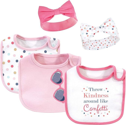 Little Treasure baby-girls Bib and Headband Set