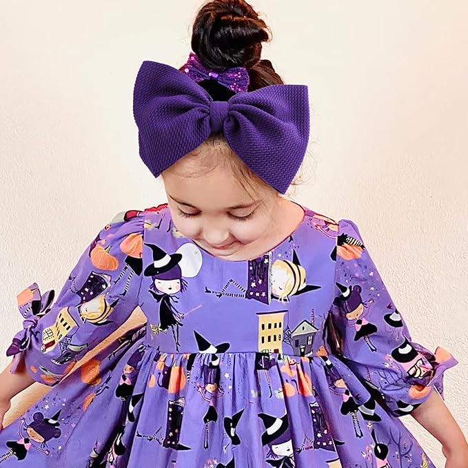 Halloween Baby Girl Bows 7 Inchs Baby Girl Bows Hair Accessories Toddler Nylon Headbands Newborn Headband Bows 2 PCS