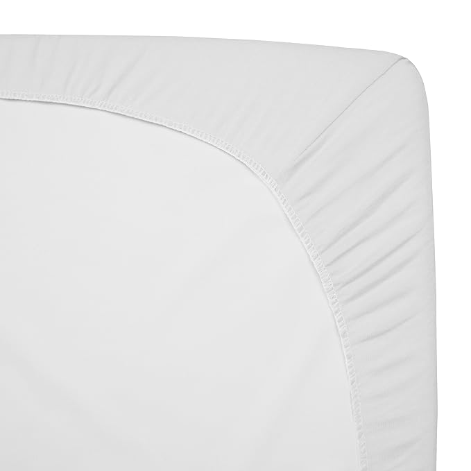 American Baby Company 2 Pack 100% Natural Cotton Fitted Pack and Play Sheets 39" x 27" - Soft & Breathable Pack N Play Sheets for Playard & Mini Crib Mattress, Gray Star and White, for Boys & Girls
