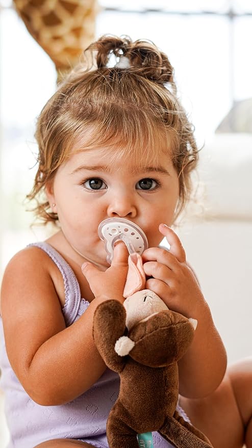 Detachable Monkey Pacifier Holder - Soft Silicone Pacifier with Plush Animal Toy - Removable, Machine Washable, BPA-Free for Babies 0-24 Months