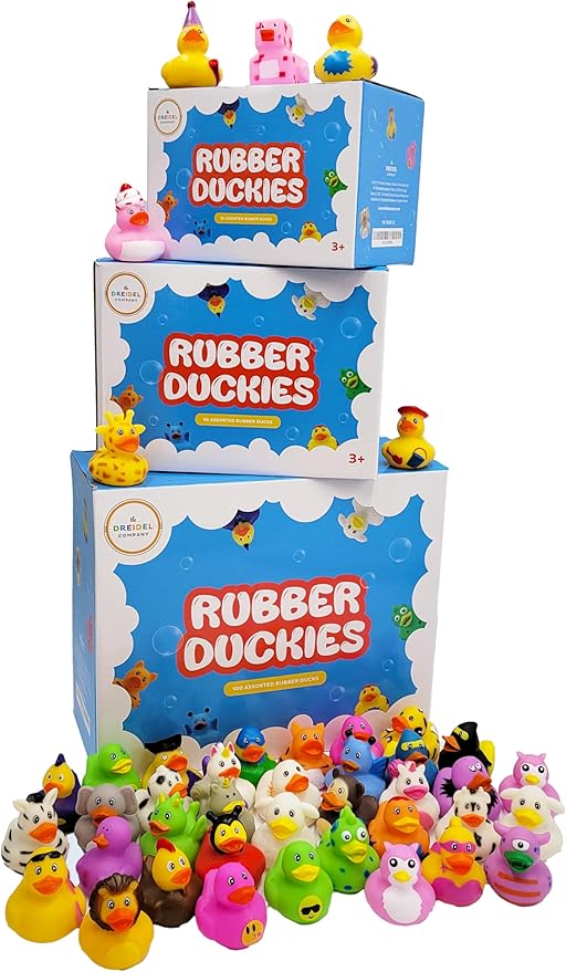 Assortment Rubber Duck Toy Duckies for Kids, Bath Birthday Gifts Baby Showers Classroom Incentives, Summer Beach and Pool Activity, 2" (50-Pack)
