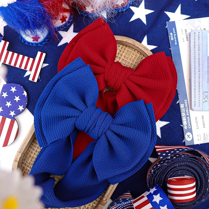 YanJie 2PCS 7'' Baby Hair Bows Headbands for Newborn Infant Toddler Girls Handmade Hair Accessories with Big Bow Kids Outfits