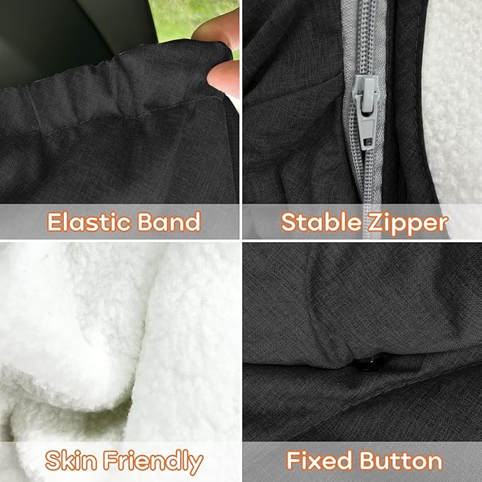 Baby Car Seat Cover for Infant Newborn - Universal Fitted 3-Season (Winter/Spring/Autumn) Canopy, Warm Breathable with Mesh Cover, Unisex for Baby Boy Girl - Black
