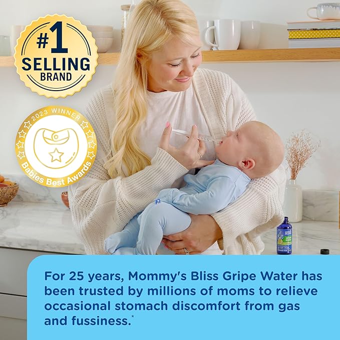 Mommy's Bliss Gripe Water Day & Night Combo, Infant Gas & Colic**, Gripe Water for Babies, Gentle & Safe, 1 Month+, 4 Fl Oz (Pack of 2)